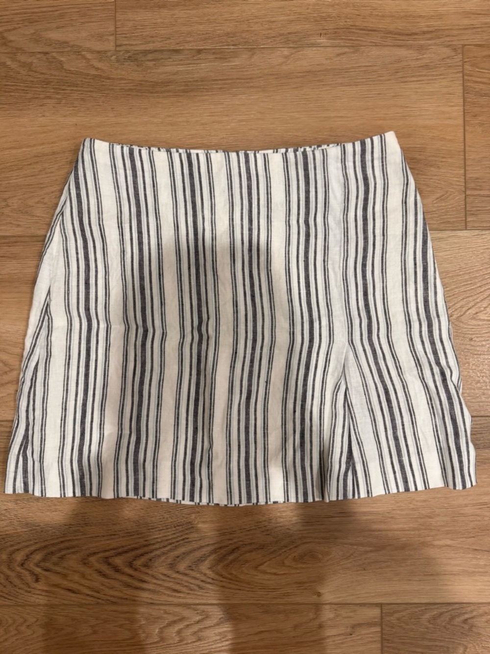 Madewell White Mini Skirt with Black Vertical Stripes